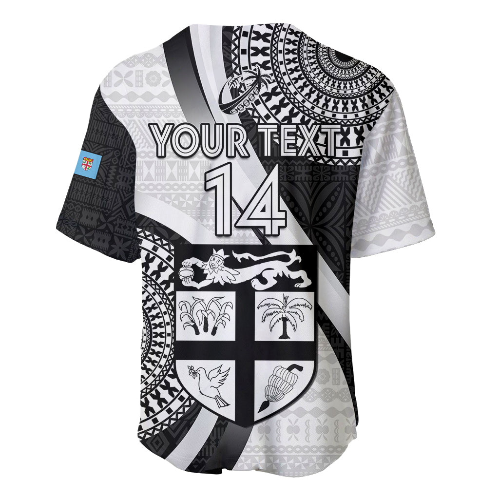 Custom Fiji Rugby Baseball Jersey World Cup 2023 Go Champions Fijian Tapa Black Version - Wonder Print Shop