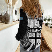 Custom Fiji Rugby Women Casual Shirt World Cup 2023 Go Champions Fijian Tapa Black Version - Wonder Print Shop