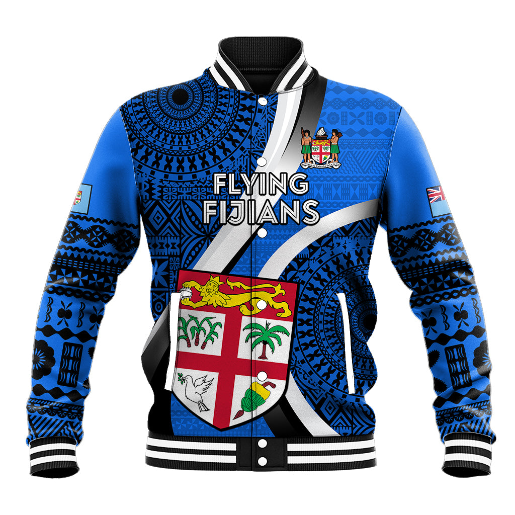 Fiji Rugby Baseball Jacket World Cup 2023 Go Champions Fijian Tapa Blue Version - Wonder Print Shop
