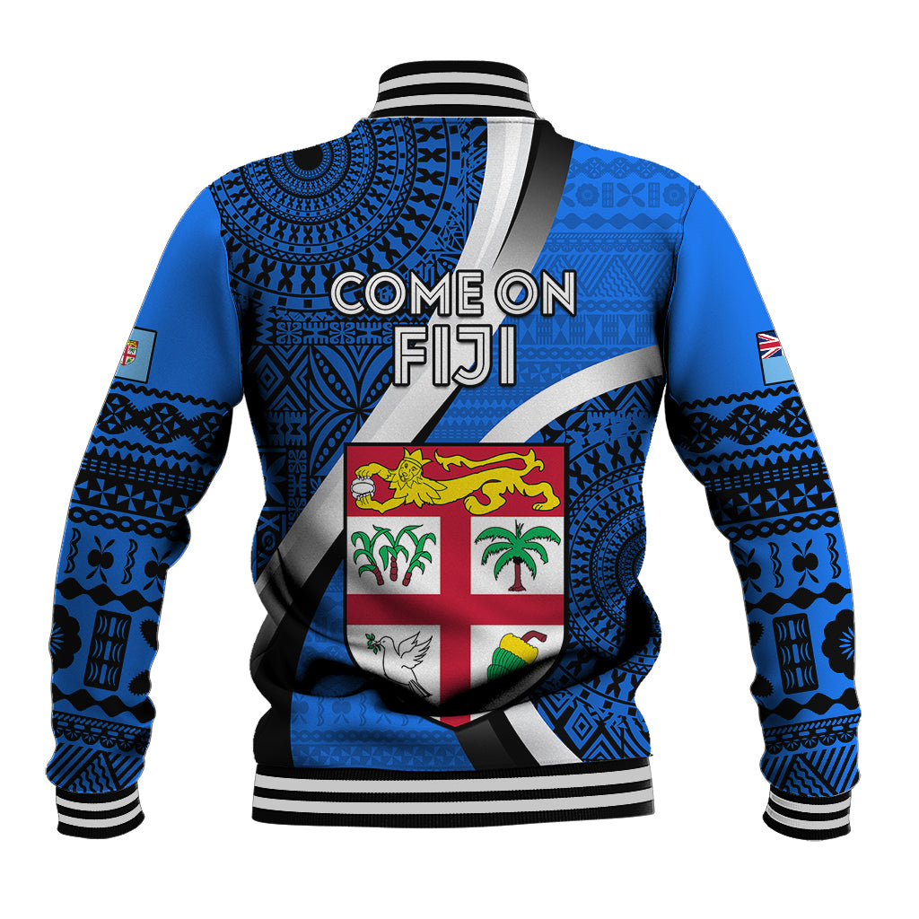 Fiji Rugby Baseball Jacket World Cup 2023 Go Champions Fijian Tapa Blue Version - Wonder Print Shop