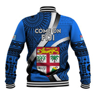 Fiji Rugby Baseball Jacket World Cup 2023 Go Champions Fijian Tapa Blue Version - Wonder Print Shop