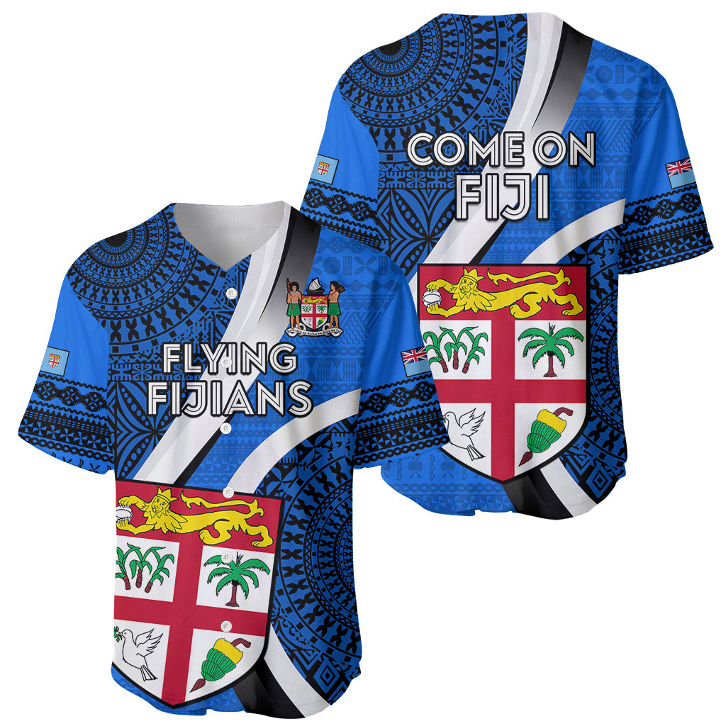Fiji Rugby Baseball Jersey World Cup 2023 Go Champions Fijian Tapa Blue Version - Wonder Print Shop