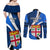Fiji Rugby Couples Matching Off Shoulder Maxi Dress and Long Sleeve Button Shirts World Cup 2023 Go Champions Fijian Tapa Blue Version - Wonder Print Shop