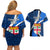 Fiji Rugby Couples Matching Off Shoulder Short Dress and Hawaiian Shirt World Cup 2023 Go Champions Fijian Tapa Blue Version - Wonder Print Shop