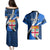 Fiji Rugby Couples Matching Puletasi Dress and Hawaiian Shirt World Cup 2023 Go Champions Fijian Tapa Blue Version - Wonder Print Shop