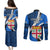 Fiji Rugby Couples Matching Puletasi Dress and Long Sleeve Button Shirts World Cup 2023 Go Champions Fijian Tapa Blue Version - Wonder Print Shop