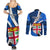 Fiji Rugby Couples Matching Summer Maxi Dress and Long Sleeve Button Shirts World Cup 2023 Go Champions Fijian Tapa Blue Version - Wonder Print Shop