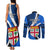 Fiji Rugby Couples Matching Tank Maxi Dress and Long Sleeve Button Shirts World Cup 2023 Go Champions Fijian Tapa Blue Version - Wonder Print Shop
