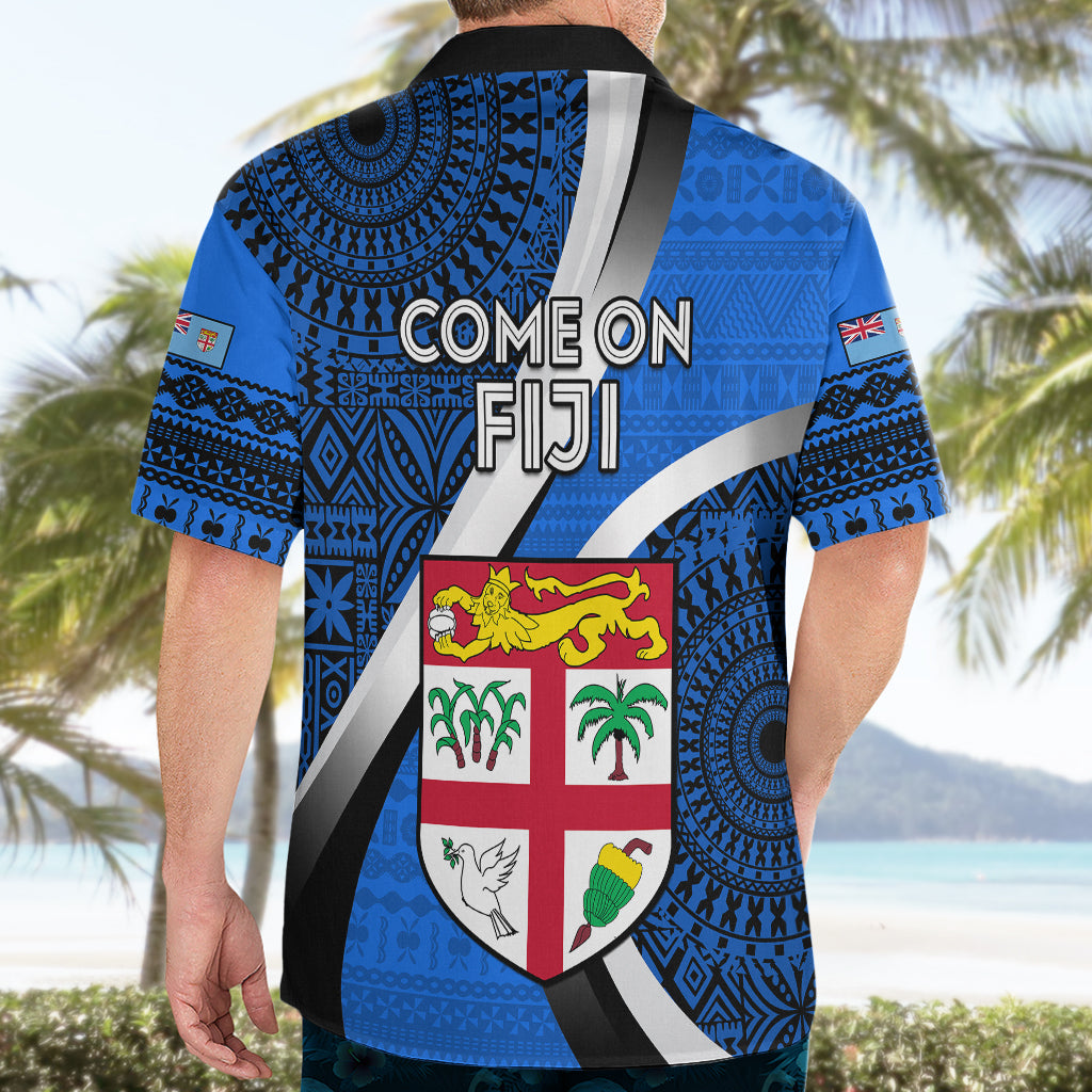 Fiji Rugby Hawaiian Shirt World Cup 2023 Go Champions Fijian Tapa Blue Version - Wonder Print Shop