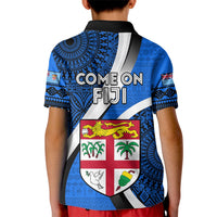 Fiji Rugby Kid Polo Shirt World Cup 2023 Go Champions Fijian Tapa Blue Version - Wonder Print Shop