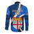 Fiji Rugby Long Sleeve Button Shirt World Cup 2023 Go Champions Fijian Tapa Blue Version - Wonder Print Shop