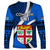 Fiji Rugby Long Sleeve Shirt World Cup 2023 Go Champions Fijian Tapa Blue Version - Wonder Print Shop