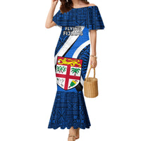 Fiji Rugby Mermaid Dress World Cup 2023 Go Champions Fijian Tapa Blue Version - Wonder Print Shop