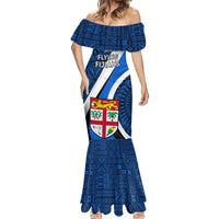 Fiji Rugby Mermaid Dress World Cup 2023 Go Champions Fijian Tapa Blue Version - Wonder Print Shop