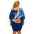 Fiji Rugby Off Shoulder Short Dress World Cup 2023 Go Champions Fijian Tapa Blue Version - Wonder Print Shop