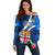 Fiji Rugby Off Shoulder Sweater World Cup 2023 Go Champions Fijian Tapa Blue Version - Wonder Print Shop