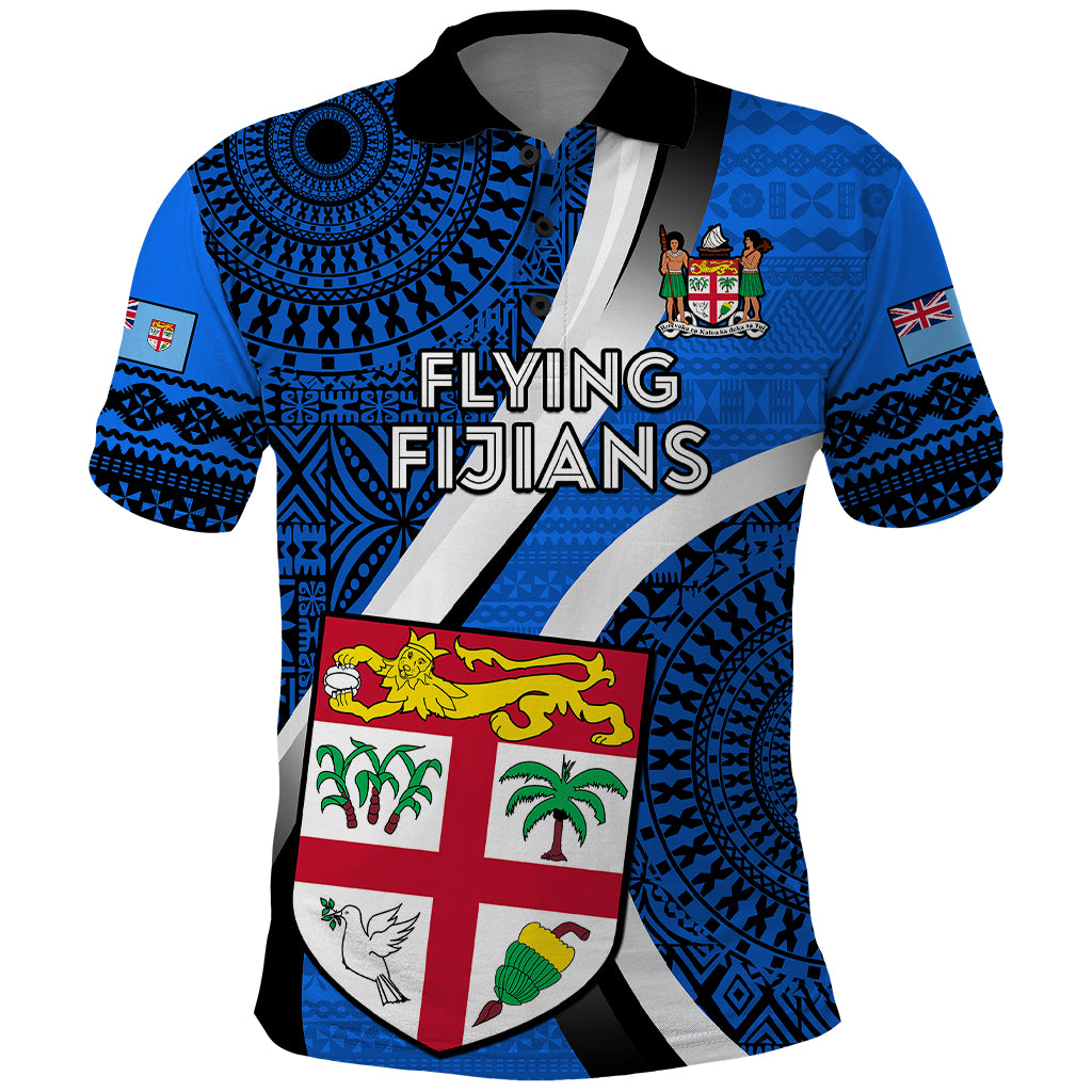 Fiji Rugby Polo Shirt World Cup 2023 Go Champions Fijian Tapa Blue Version - Wonder Print Shop