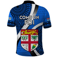 Fiji Rugby Polo Shirt World Cup 2023 Go Champions Fijian Tapa Blue Version - Wonder Print Shop