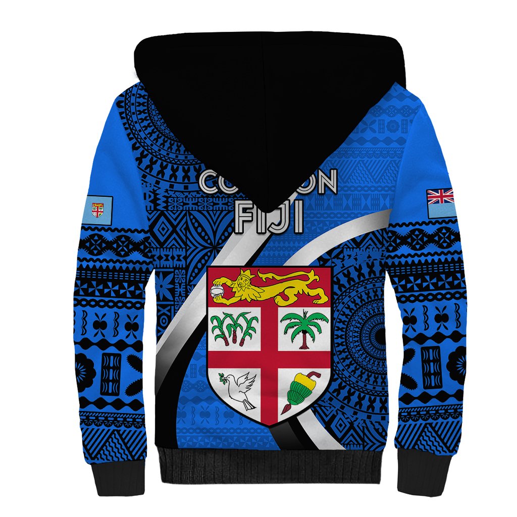 Fiji Rugby Sherpa Hoodie World Cup 2023 Go Champions Fijian Tapa Blue Version - Wonder Print Shop