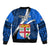 Fiji Rugby Sleeve Zip Bomber Jacket World Cup 2023 Go Champions Fijian Tapa Blue Version - Wonder Print Shop