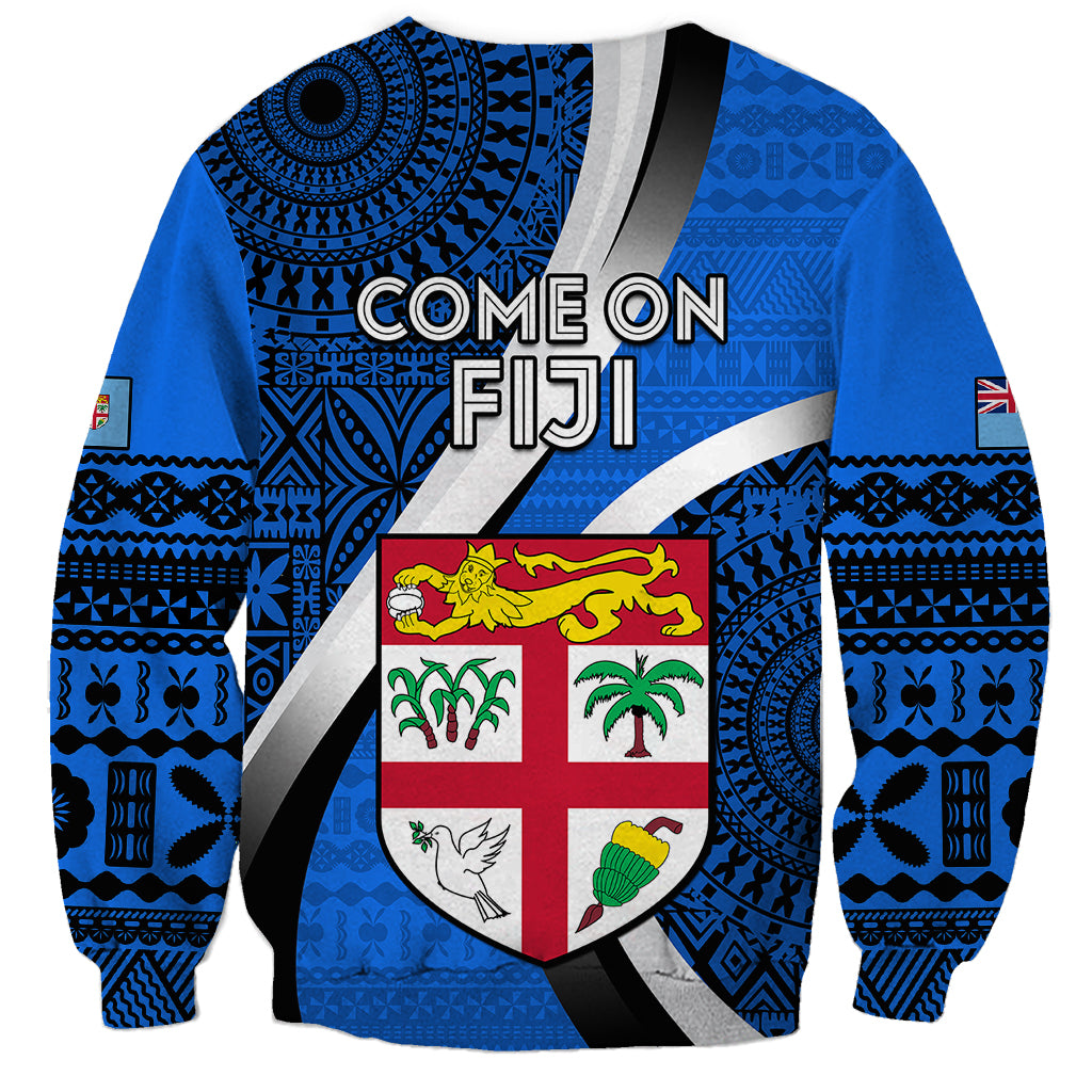 Fiji Rugby Sweatshirt World Cup 2023 Go Champions Fijian Tapa Blue Version - Wonder Print Shop