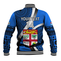 Custom Fiji Rugby Baseball Jacket World Cup 2023 Go Champions Fijian Tapa Blue Version - Wonder Print Shop