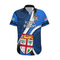 Custom Fiji Rugby Hawaiian Shirt World Cup 2023 Go Champions Fijian Tapa Blue Version - Wonder Print Shop