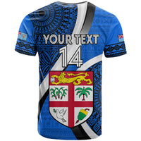 Custom Fiji Rugby T Shirt World Cup 2023 Go Champions Fijian Tapa Blue Version - Wonder Print Shop