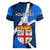 Custom Fiji Rugby Women V Neck T Shirt World Cup 2023 Go Champions Fijian Tapa Blue Version - Wonder Print Shop