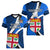 Custom Fiji Rugby Women V Neck T Shirt World Cup 2023 Go Champions Fijian Tapa Blue Version - Wonder Print Shop