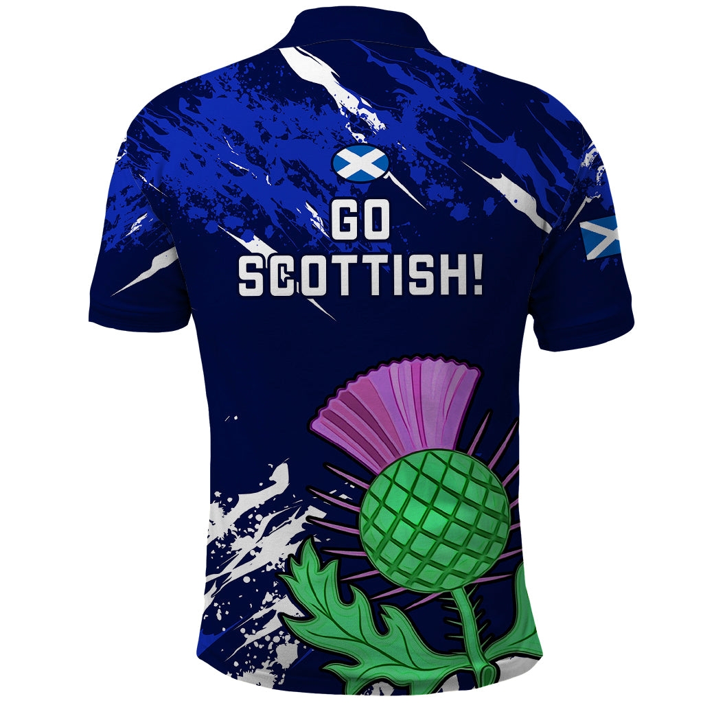 Scotland Rugby Polo Shirt World Cup 2023 Go Scottish Thistle Grunge Style - Wonder Print Shop