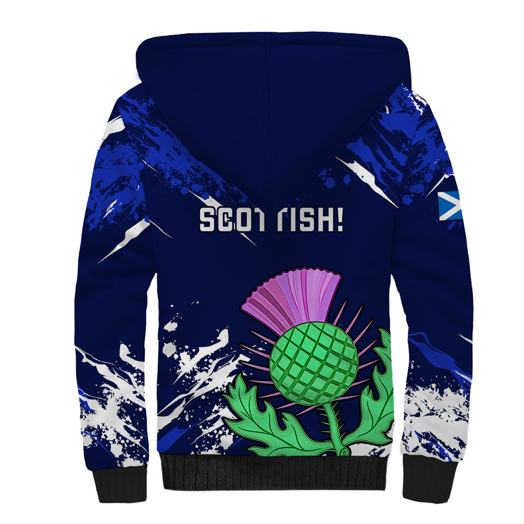 Scotland Rugby Sherpa Hoodie World Cup 2023 Go Scottish Thistle Grunge Style - Wonder Print Shop