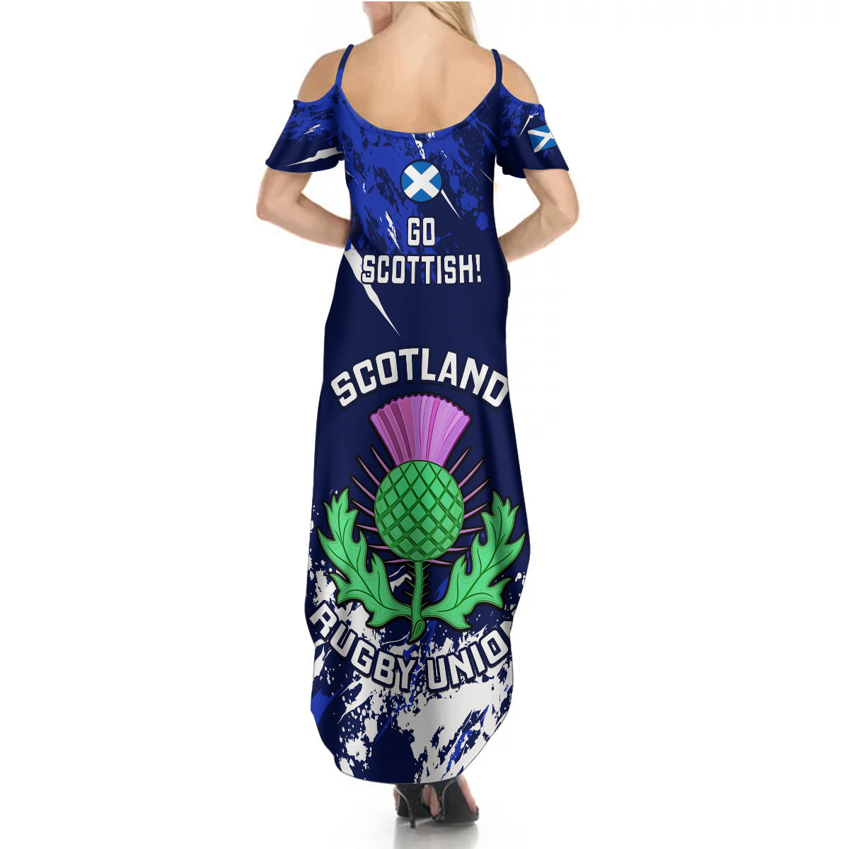 Scotland Rugby Summer Maxi Dress World Cup 2023 Go Scottish Thistle Grunge Style - Wonder Print Shop