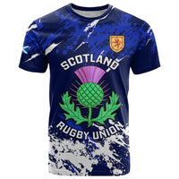 Scotland Rugby T Shirt World Cup 2023 Go Scottish Thistle Grunge Style - Wonder Print Shop
