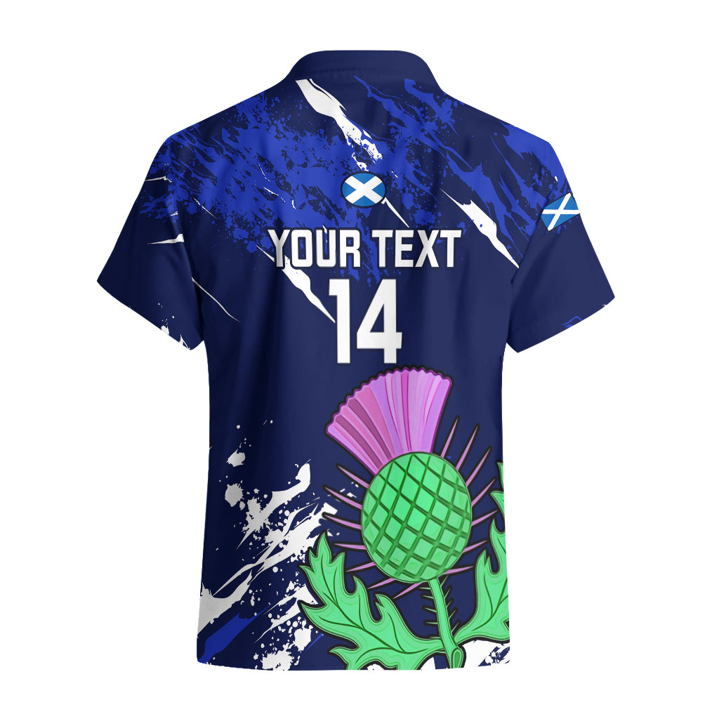 Custom Scotland Rugby Hawaiian Shirt World Cup 2023 Go Scottish Thistle Grunge Style - Wonder Print Shop