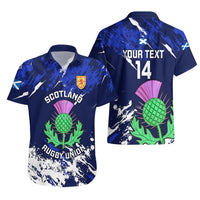 Custom Scotland Rugby Hawaiian Shirt World Cup 2023 Go Scottish Thistle Grunge Style - Wonder Print Shop