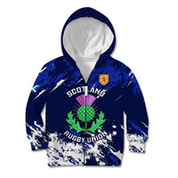 Custom Scotland Rugby Kid Hoodie World Cup 2023 Go Scottish Thistle Grunge Style - Wonder Print Shop