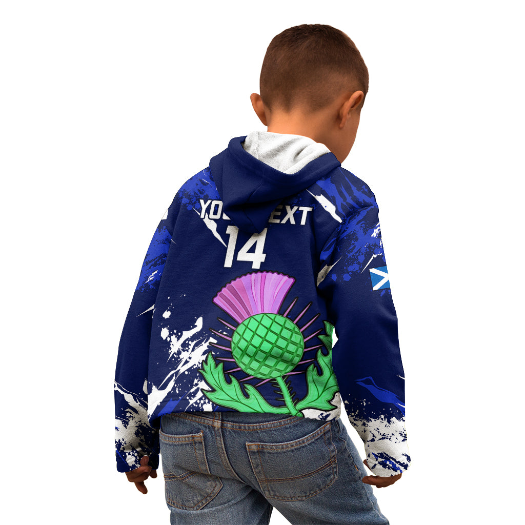 Custom Scotland Rugby Kid Hoodie World Cup 2023 Go Scottish Thistle Grunge Style - Wonder Print Shop