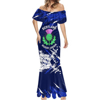 Custom Scotland Rugby Mermaid Dress World Cup 2023 Go Scottish Thistle Grunge Style - Wonder Print Shop