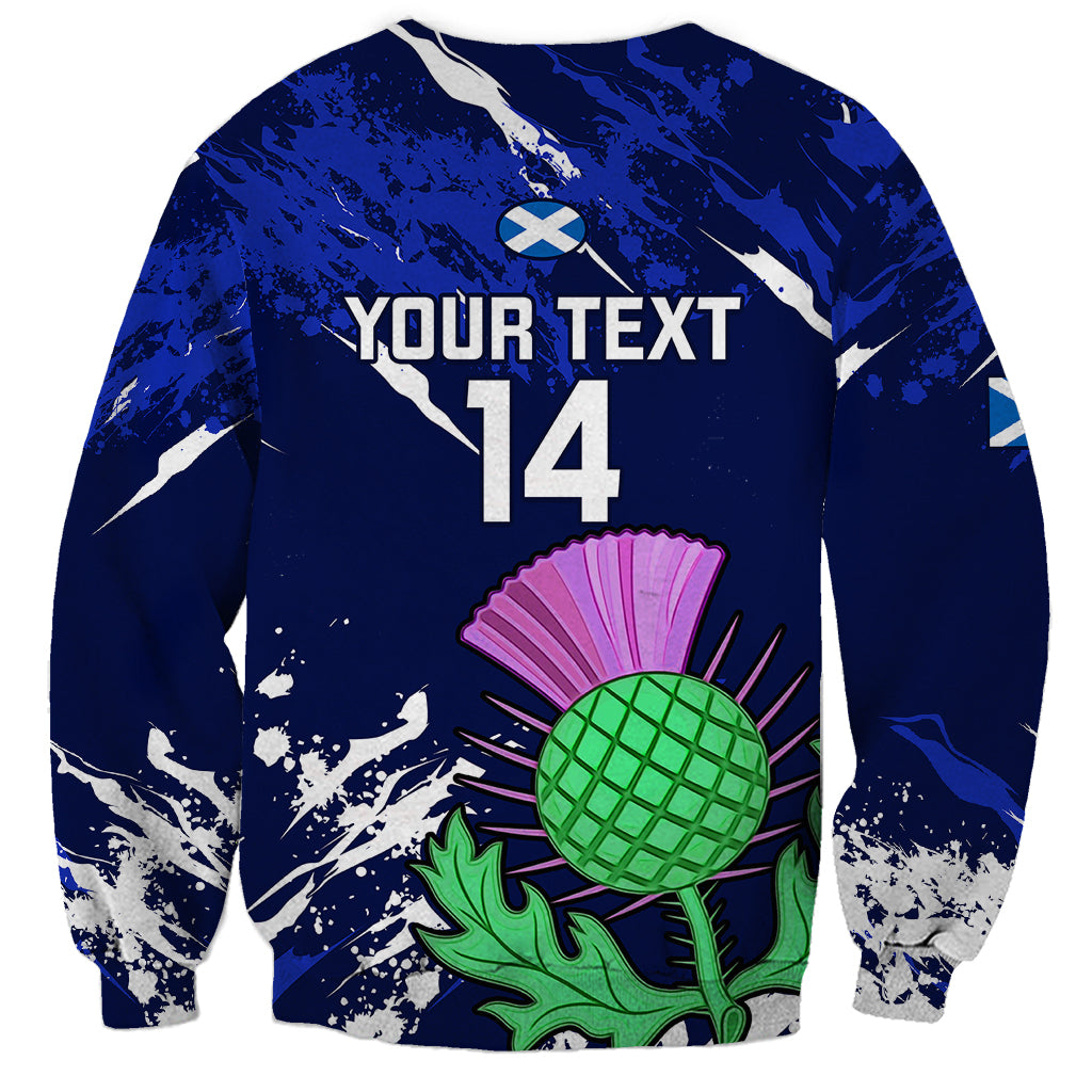 Custom Scotland Rugby Sweatshirt World Cup 2023 Go Scottish Thistle Grunge Style - Wonder Print Shop