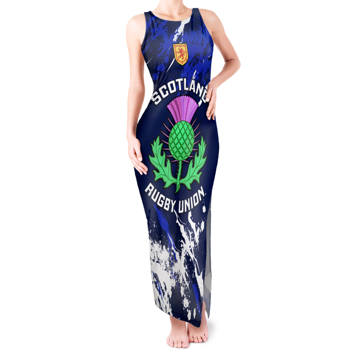 Custom Scotland Rugby Tank Maxi Dress World Cup 2023 Go Scottish Thistle Grunge Style - Wonder Print Shop