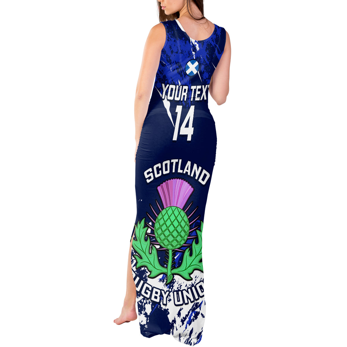 Custom Scotland Rugby Tank Maxi Dress World Cup 2023 Go Scottish Thistle Grunge Style - Wonder Print Shop