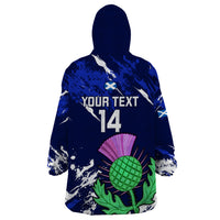 Custom Scotland Rugby Wearable Blanket Hoodie World Cup 2023 Go Scottish Thistle Grunge Style - Wonder Print Shop