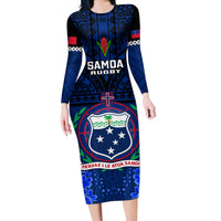 Samoa Rugby Long Sleeve Bodycon Dress World Cup 2023 Go Champions Manu Samoa - Wonder Print Shop