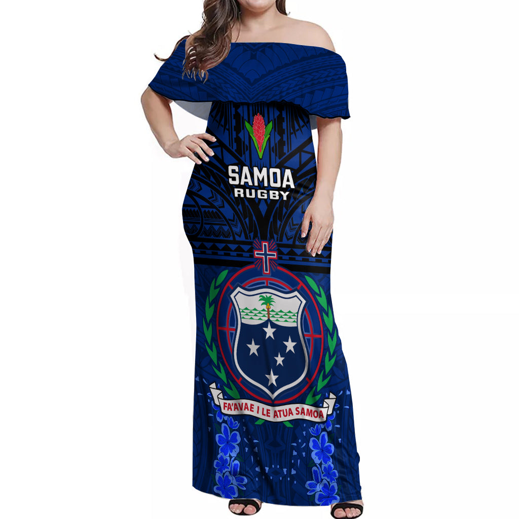 Samoa Rugby Off Shoulder Maxi Dress World Cup 2023 Go Champions Manu Samoa - Wonder Print Shop