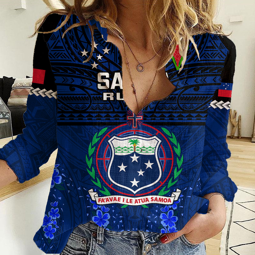 Samoa Rugby Women Casual Shirt World Cup 2023 Go Champions Manu Samoa - Wonder Print Shop