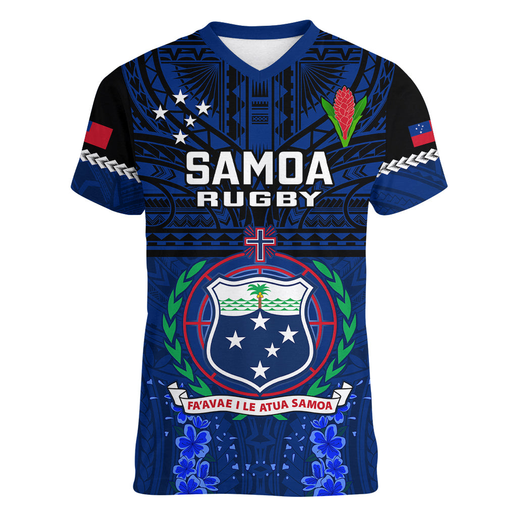 Samoa Rugby Women V Neck T Shirt World Cup 2023 Go Champions Manu Samoa - Wonder Print Shop
