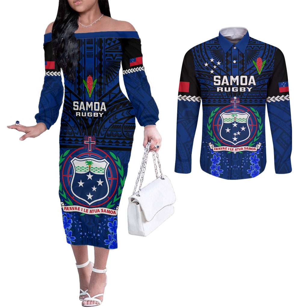 custom-samoa-rugby-couples-matching-off-the-shoulder-long-sleeve-dress-and-long-sleeve-button-shirts-world-cup-2023-go-champions-manu-samoa