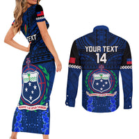 Custom Samoa Rugby Couples Matching Short Sleeve Bodycon Dress and Long Sleeve Button Shirts World Cup 2023 Go Champions Manu Samoa - Wonder Print Shop