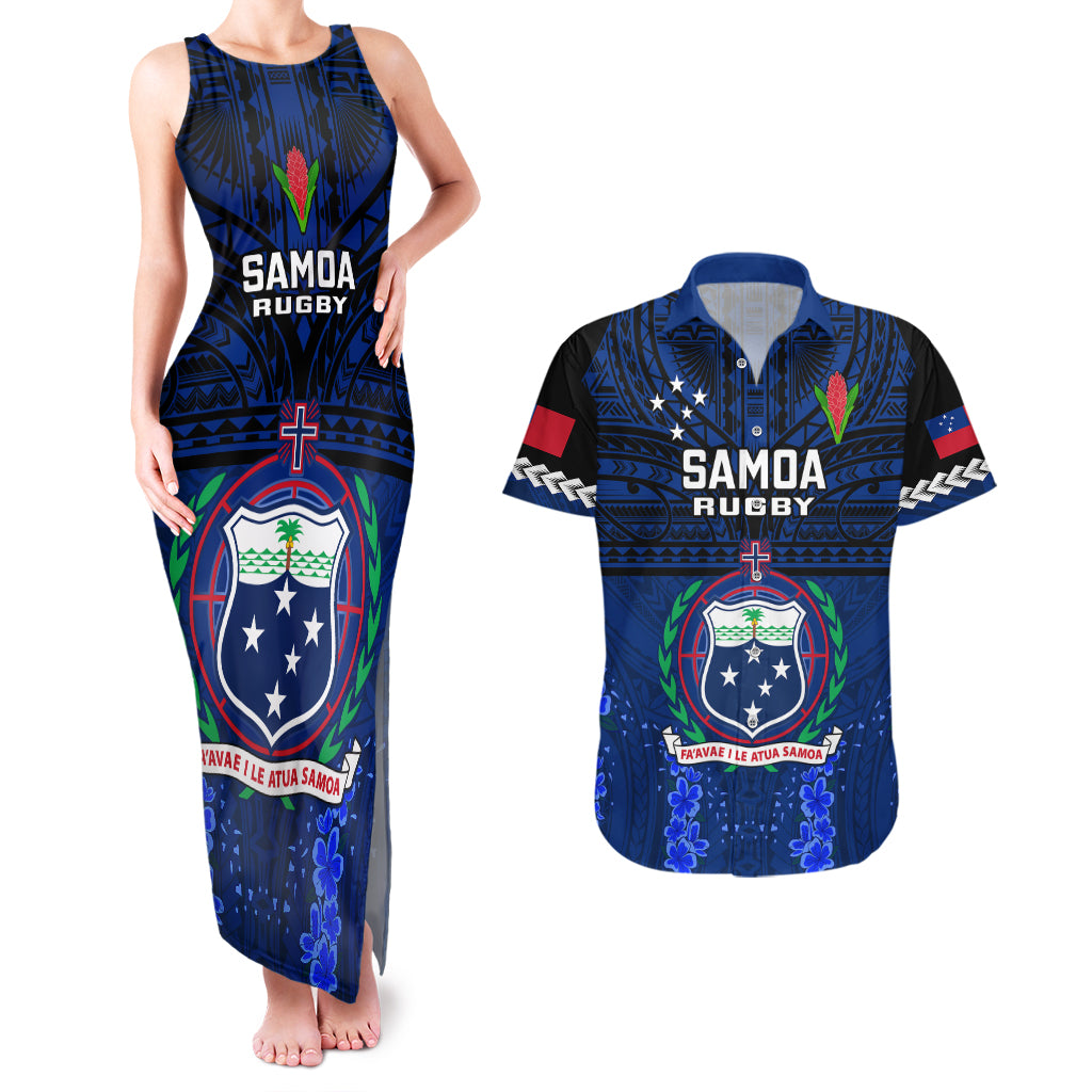 Custom Samoa Rugby Couples Matching Tank Maxi Dress and Hawaiian Shirt World Cup 2023 Go Champions Manu Samoa - Wonder Print Shop